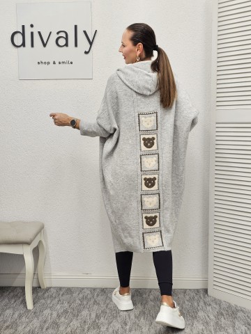 CARDIGAN GESI GRI DESCHIS